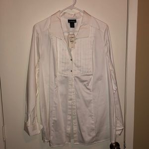 Dressy front pleated detail button down